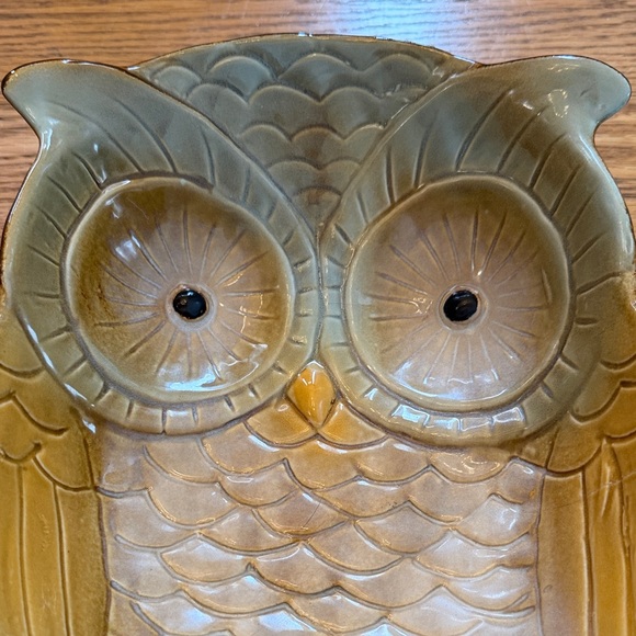 Ceramic Owl Dish Art - Green and Brown - Picture 3 of 13